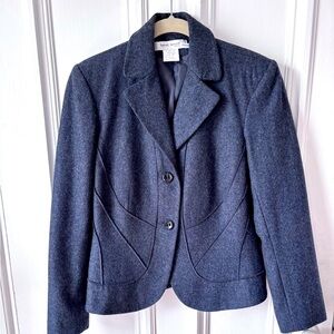 Harve Bernard Women’s Grey Wool Blend Two Button Front Blazer Size 8 Petite